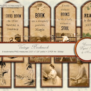 VINTAGE Bookmarks instant download printable digital collage sheet