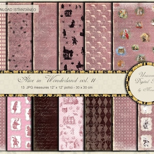 Alice's Adventures in Wonderland, Blush Pink Digital Paper pack, Kit per Scrapbooking, Carte per scrapbook, Stampa PosterS