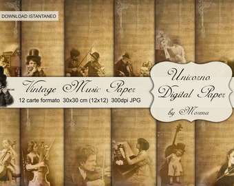 MUSIC DIGITAL PAPER, Scrapbook, Music score paper, Music digital background, Musical Digital Paper Pack, Old paper, Vintage music sheet, Old