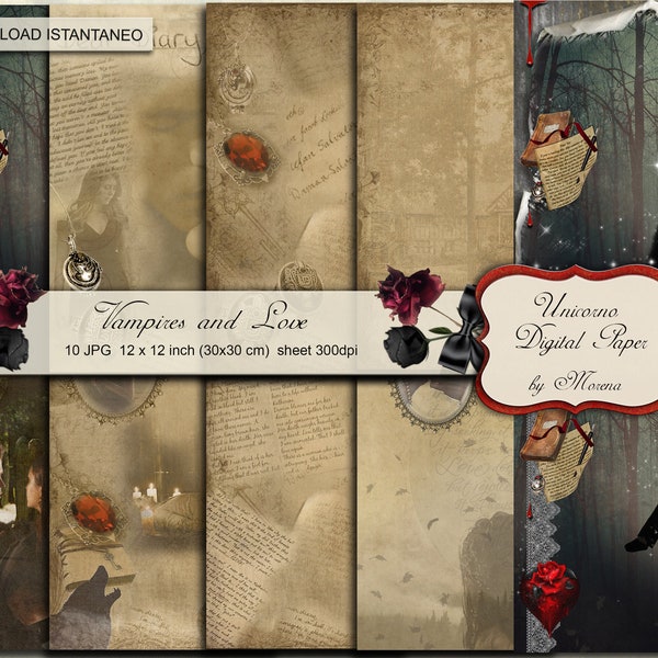 Vampire Diaries, Kit de scrapbooking gothique romantique imprimable