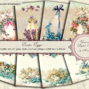 VINTAGE Easter EGGS, Digital Paper, cartes de vœux de Pâques