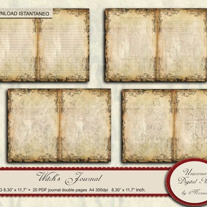 Witches Journal Kit, Magic Junk Journal, Digital collage sheet gothic journal printable image 5