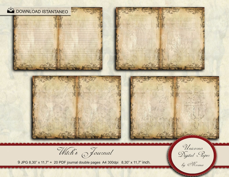 Witches Journal Kit, Magic Junk Journal, Digital collage sheet gothic journal printable image 5