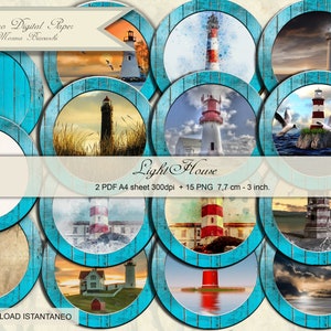 Lighthouse Tondi Stampabili decorati con fari e paesaggi marini