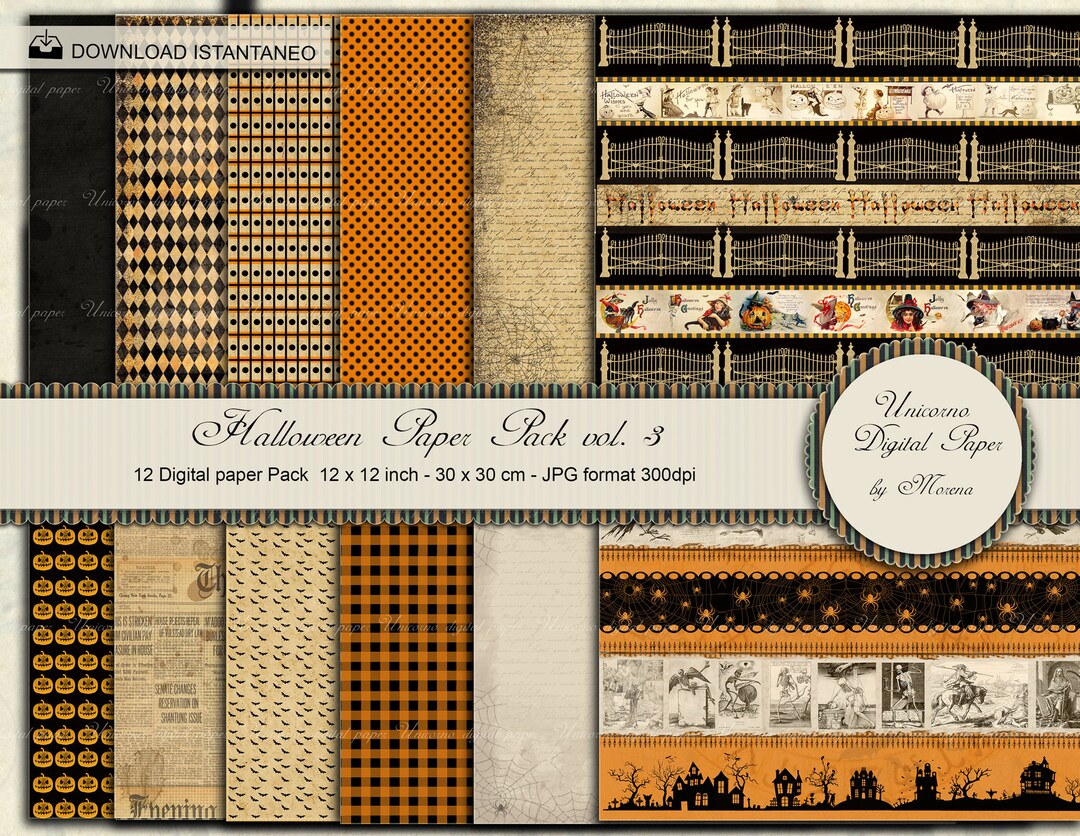 Halloween Paper Pack 12 X 12 Inch, Scrapbook Vintage Halloween - Etsy