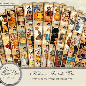 HALLOWEEN Printable TICKETS, Junk Journal Kit, Ephemera, Vintage, Cards, Embellishment, Scrapbook