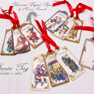 Kerstkaart, Kerst TAGS, Kerstkaarten, Pakket tags, SANTA CLAUS label, Victoriaanse Ephemera, Digitale Kerst Tag