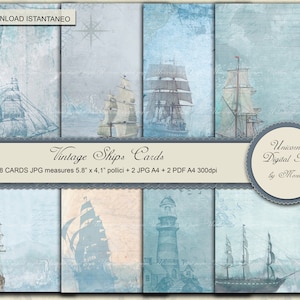 Impresiones marinas vintage, papel de álbum de recortes, cartas náuticas de pesca