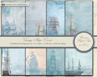 Vintage-Marinedrucke, Sammelalbumpapier, Seekarten zum Angeln