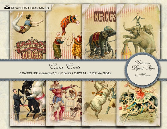 Stampe Circo vintage, carta per scrapbook, Circo sfondi stampabili