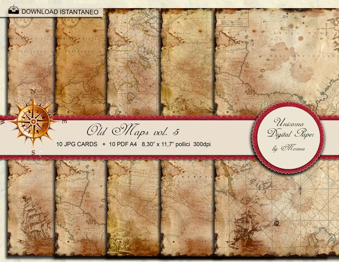 VINTAGE WORLD MAPS, Journaling, Nautical Paper, Digital Paper ...