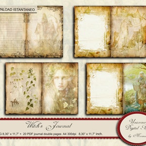 Witches Journal Kit, Magic Junk Journal, Digital collage sheet gothic journal printable image 3