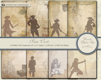 PIRATES Vintage Marine Prints, Sammelalbumpapier, Seekarten