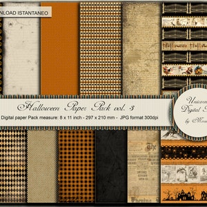 Halloween Paper Pack A4 8x11, Junk Journal pages, Scrapbook, Carta digitale Stampabile