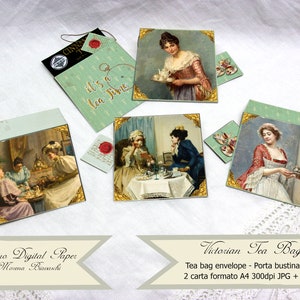 TEA BAG ENVELOPES printable, Victorian tea party, Tea bag Holder