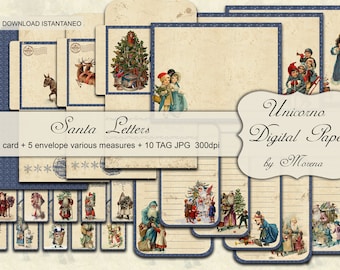 Christmas Letter, TAG for Christmas vintage effect decorated with Victorian Children on ivory background