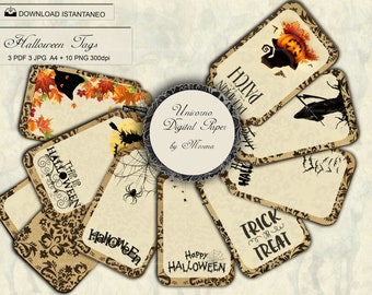 Halloween Tags, Junk Journal Tags Ephemera Pack, label, paper, printable, vintage, grunge