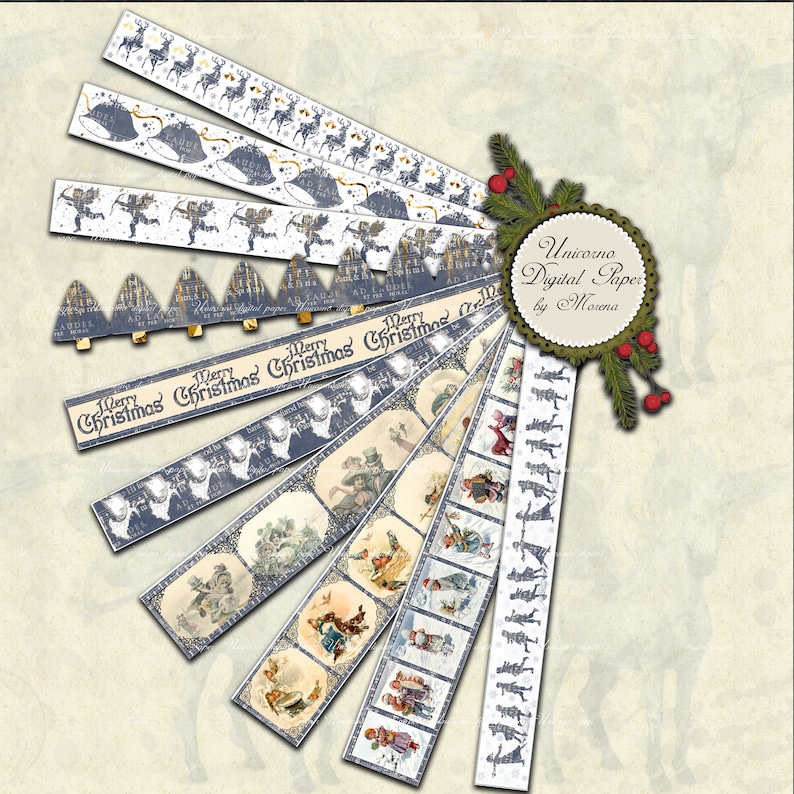 Christmas Printable Washi Tape Strips and Borders 21 Digital - Etsy