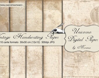 Handgeschriebene Scrapbook-Papiere im Vintage-Effekt, druckbar, Format 30 x 30