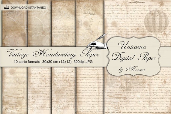 Carte per scrapbook scritte a mano effetto Vintage Stampabili formato 30x30