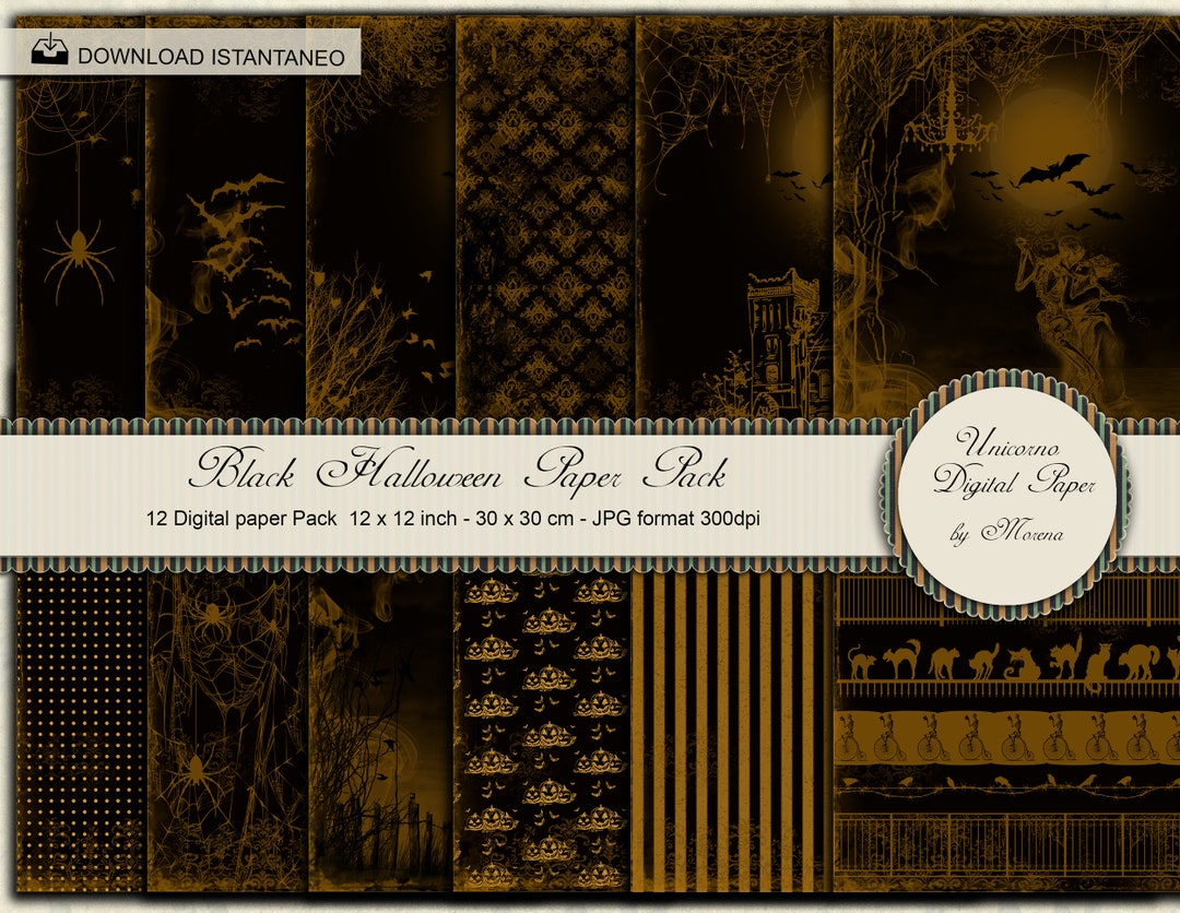 GOTHIC Halloween Paper Pack 12 X 12 Inch, Scrapbook, Black Halloween ...