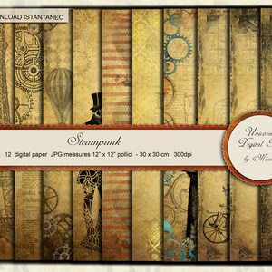 STEAMPUNK Carta digitale stampabile, Carte per scrapbook in stile gotico