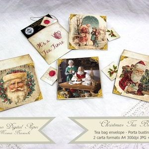 Christmas Tea Bag BUSTINE porta té digitali e stampabili,  instant download
