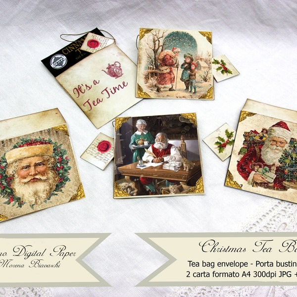 CHRISTMAS TEA BAGS, Digital Tea envelope printable