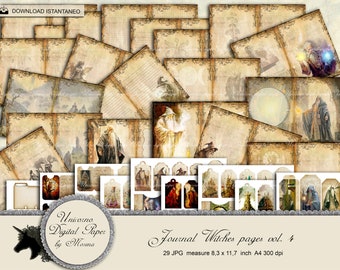 Wizards Journal Kit, Magic Junk Journal, Digital collage sheet gothic journal printable