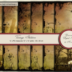 SKELETON Grunge Paper digital paper, scrapbook paper, gothic printable