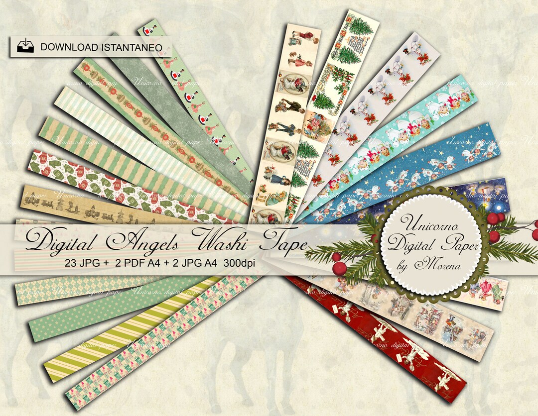 Christmas Printable Washi Tape Strips and Borders, 23 Digital Designs ...