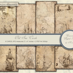 Impresiones marinas vintage, papel de álbum de recortes, cartas náuticas de pesca