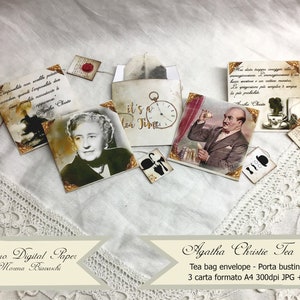 AGATHA CHRISTIE, tea bags, bustine porta té digitali stampabili