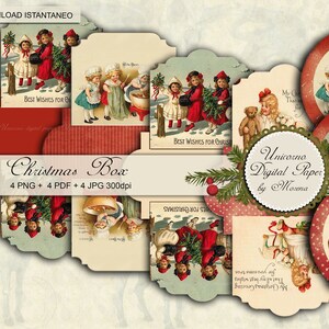 Christmas Box printable, Christmas gift Box and Circle Tag