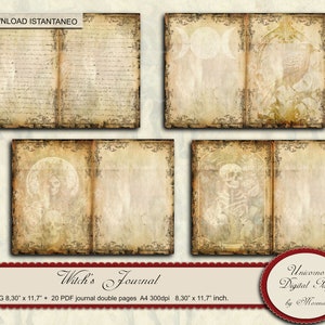 Witches Journal Kit, Magic Junk Journal, Digital collage sheet gothic journal printable image 6