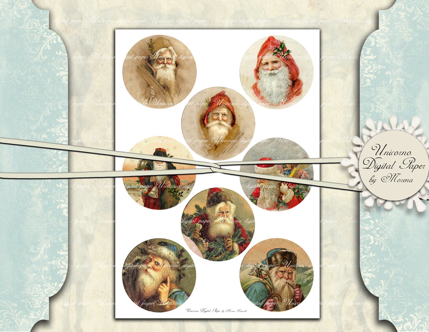 Santa Retro Rounds VINTAGE SANTA FACE, 3-inch Christmas Rounds, Journals, Scrapbook ...