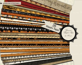 Halloween Washi Tape vol. 2,  Printable Strips and borders, 26 digital designs various sizes
