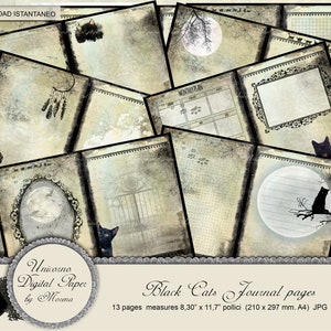 GOTHIC Journal,  BLACK CATS, Diaries  Romantic Scrapbook paper for gothic lovers
