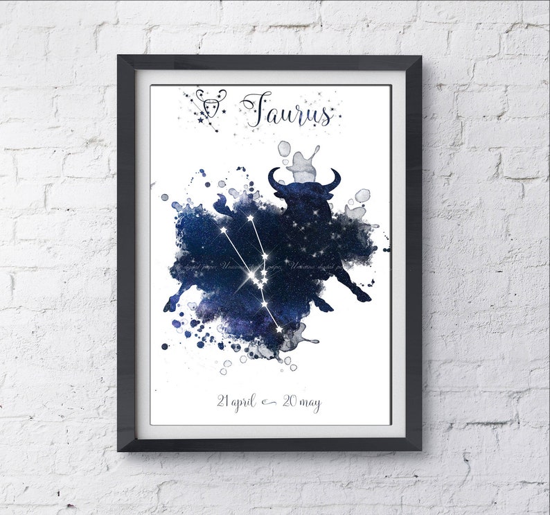 Taurus Zodiac Wall Art Astrology Decor Horoscope Prints Etsy