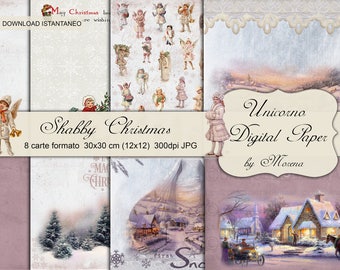 Santa paper, Holiday papers, CHRISTMAS digital papers, Christmas Scrapbook papers, Victorian Christmas Angels, Christmas background, Village