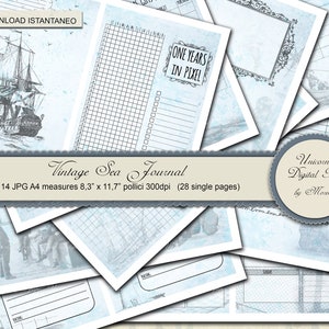 Marine Prints Journal Kit, páginas do diário 8,3" x 11,7", diário imprimível ou planejador