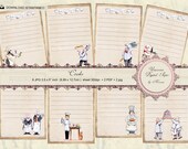 Illustrazioni cuochi, digital paper Pack, scrapbook kit