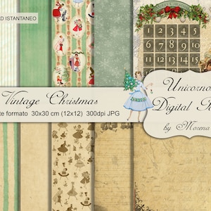 Scrapbooking Kit, Carta per Scrapbook, Immagini retrò Natalizie, Carta per stampa digitale, Materiale per scrapbook, Calendario dell'avvento