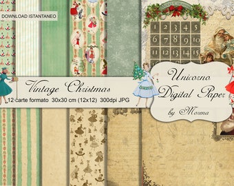 OLD VINTAGE CHRISTMAS, vintage christmas ladies 50s, kit per scrapbooking, Christmas Digital Paper Craft, Christmas Craft Patterns