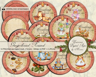 Gingerbread Tag and round image for Christmas