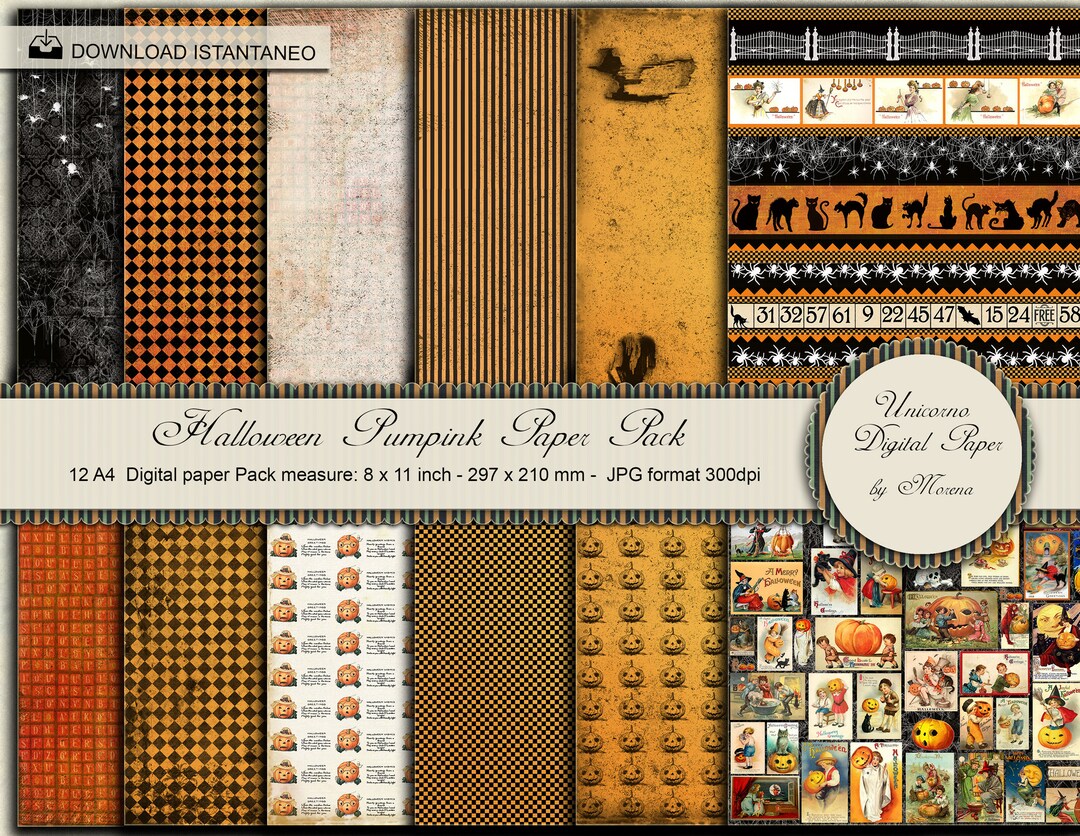 Halloween Pumpkin Paper Pack 8X11 Inch, Scrapbook Vintage Halloween - Etsy
