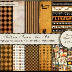 Halloween Pumpkin Paper Pack A4 8x11, Scrapbook, Carta digitale Stampabile