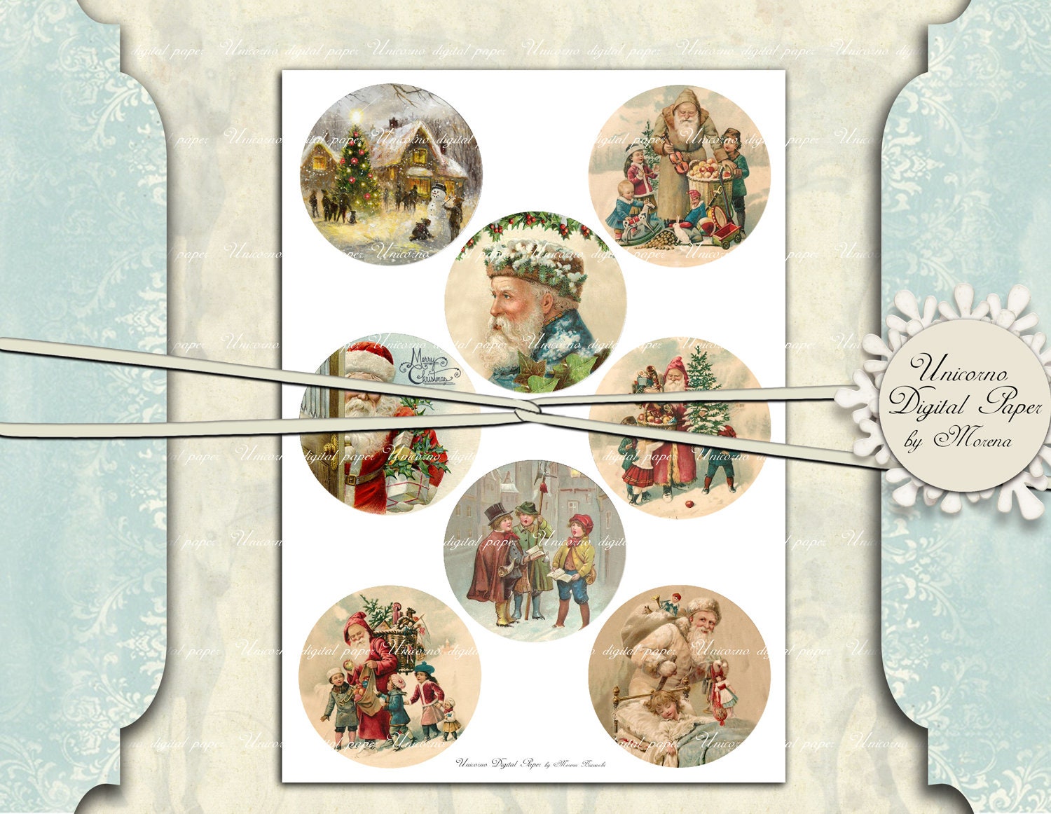 Santa Retro Rounds VINTAGE SANTA FACE, 3-inch Christmas Rounds, Journals, Scrapbook ...