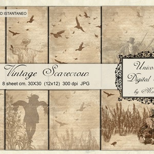 Scarecrow paper, Halloween decorations, digital paper for your creations.