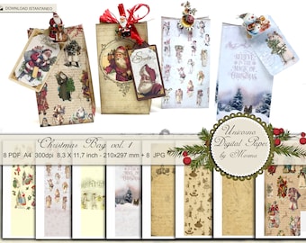 Christmas Bag printable, Christmas gift Box 